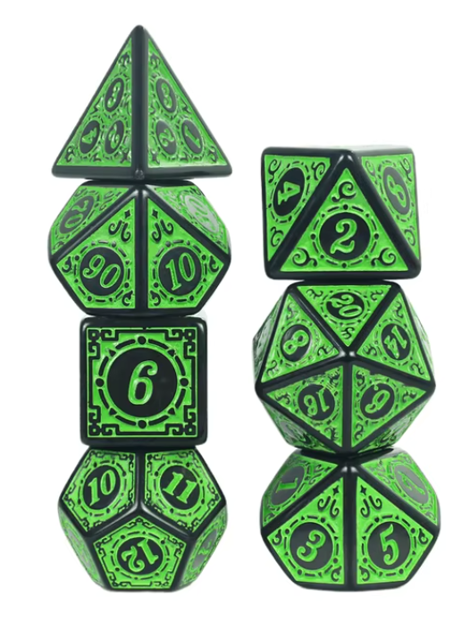 Polyhedral Dice Set 7pcs - GREEN